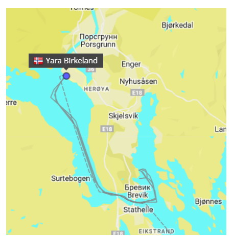 Yara Birkeland AIS route.jpg
